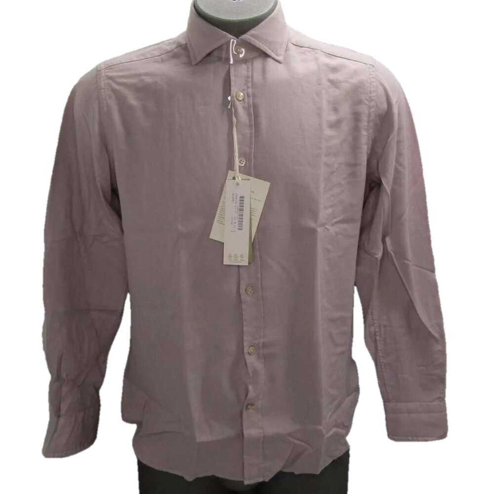 NEW GUGLIELMINOTTI Men's Button Shirt Long Sleeve Collared Cotton M Light Pink